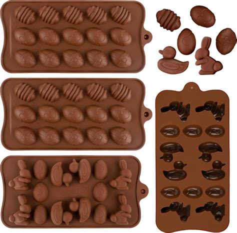 4pcs Easter Molds for Chocolate, Easter Molds Silicone Easter Chocolate ...