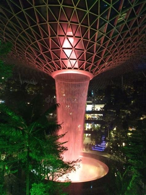 Waterfall of Jewel at Changi Singapore Airport with Trees and Jungle ...