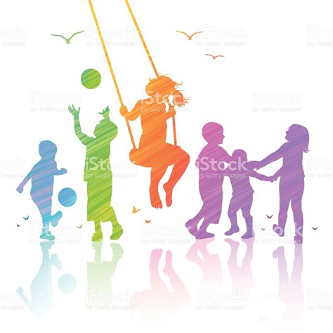 Group of happy kids playing outdoors. Vector illustration with... | Kids playing, Happy kids ...