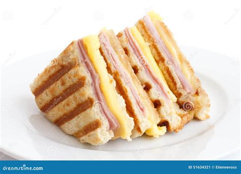 Toasted Ham and Cheese Panini. Stock Image - Image of pork, snack: 51634321