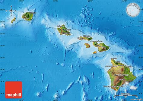 Satellite Map of Hawaii, physical outside