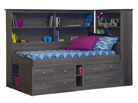 Queen Size Captains Bed With Bookcase Headboard - Hanaposy