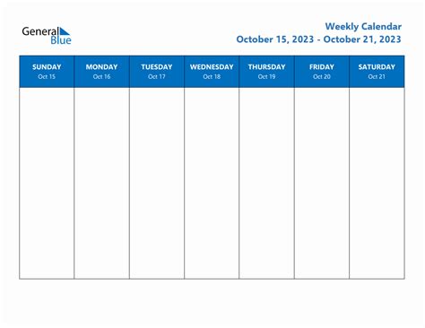 Free Editable Weekly Calendar - Week 42 of 2023