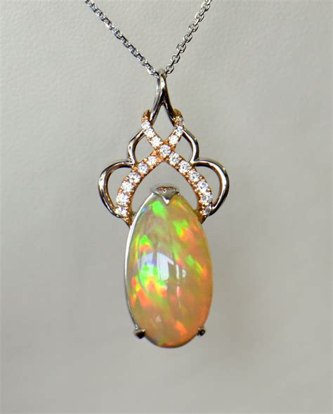 Ethiopian Harlequin Opal Pendant in Rose & White Gold | Exquisite ...