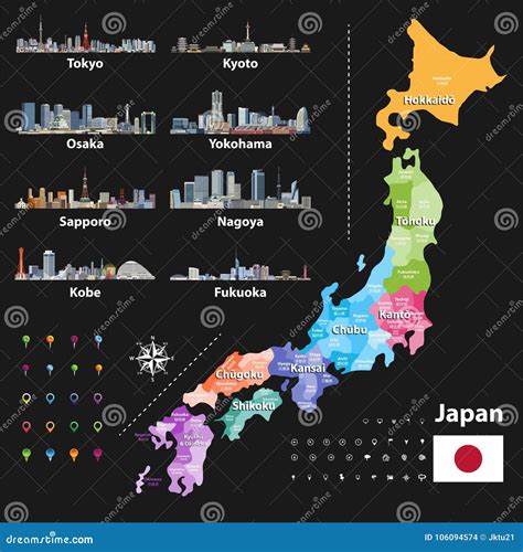 Map Of Japanese Prefectures Vector Illustration | CartoonDealer.com ...