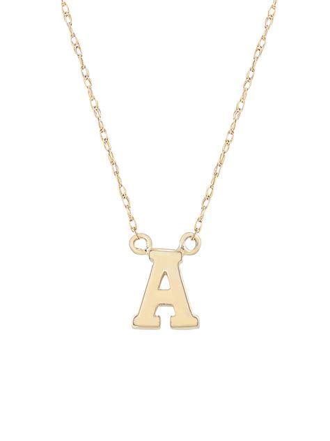 Unbrand - 14K Yellow Gold Classic Alphabet Initial Pendant Necklace, A - Walmart.com - Walmart.com