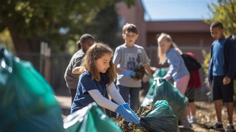 Premium AI Image | Group of kids clean as volunteer save the world