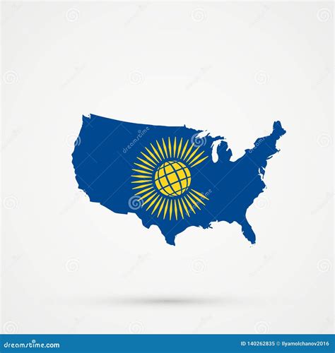 United States of America USA Map in Commonwealth of Nations Flag Colors ...