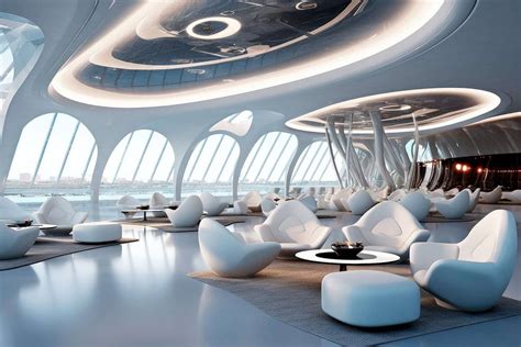 Luxury Futuristic Airport Lounge Interior