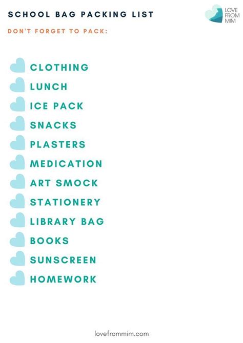 What to Pack in a School Bag + Free School Bag Checklist! | School bags ...