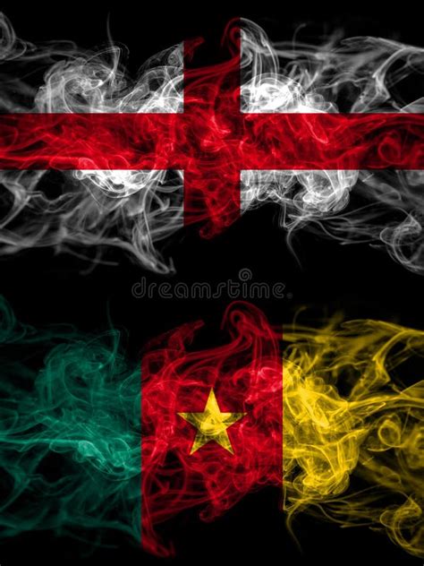 Flag of England, English and Cameroon, Cameroonian Countries with Smoky ...