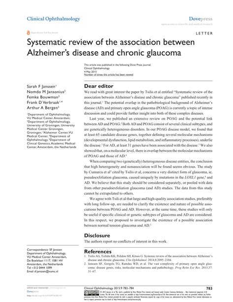 (PDF) Systematic review of the association between Alzheimer’s disease ...