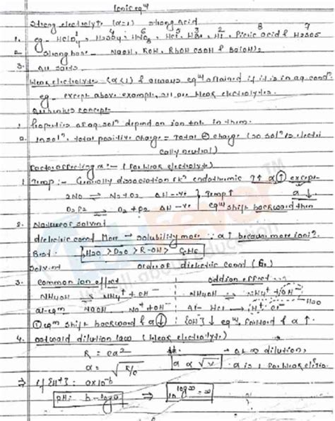 Ionic Equilibrium Hand Written Notes for JEE Mains & NEET