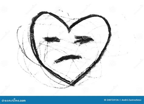 Sad Black Heart on a White Background. Depression and Broken ...