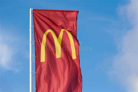 McDonalds Red Flag with Logo of Fast Food Restaurant Branch, Roadside ...