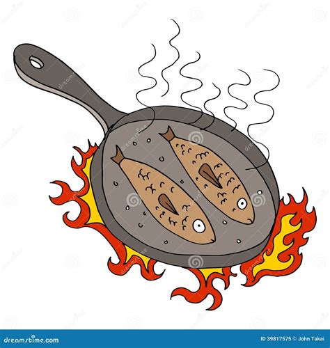 Cartoon Image Of Frying Pan On Fire Cartoon Vector | CartoonDealer.com #91459895