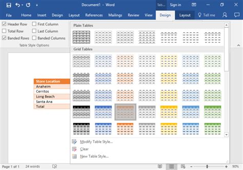 Formatting Tables | Microsoft Word