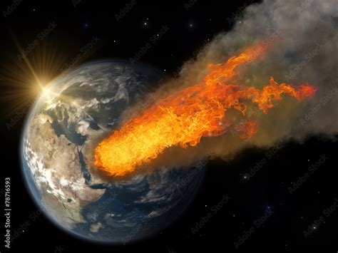 Asteroid impact Stock Illustration | Adobe Stock