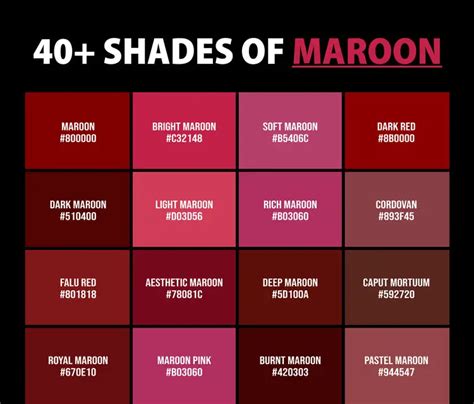 40+ Shades of Maroon Color (Names, HEX, RGB, & CMYK Codes) – CreativeBooster