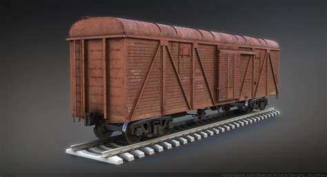 ArtStation - Railroad boxcar (low-poly), Sergey Ryzhkov | Box car, 3d model, Poly