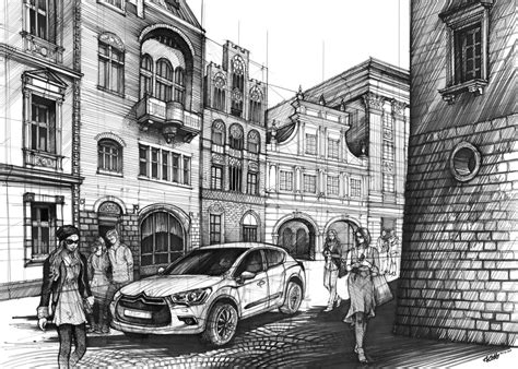 ORIGINAL street drawing by Katarzyna Kmiecik / urban sketch