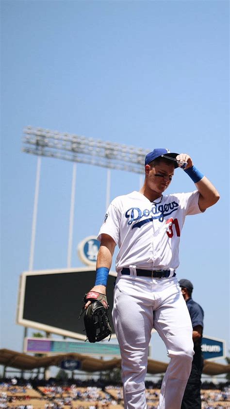 Download Joc Pederson In LA Dodgers Uniform Wallpaper | Wallpapers.com