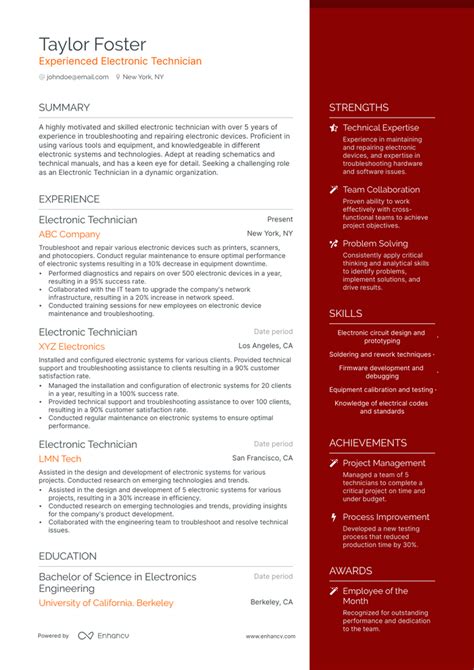 5 Electronic Technician Resume Examples & Guide for 2023