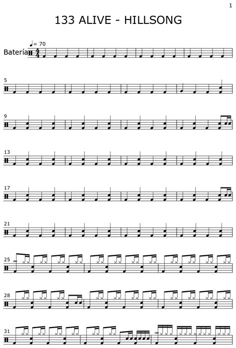 133 ALIVE - HILLSONG - Sheet music for Drum Set