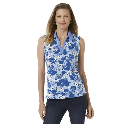 Basic Editions Women's Sleeveless Split-Neck Top - Floral - Clothing, Shoes & Jewelry - Clothing ...