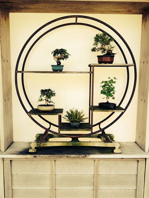 Beautiful balanced plant stand from the bonsai area of the Japanese Garden at The Huntington ...