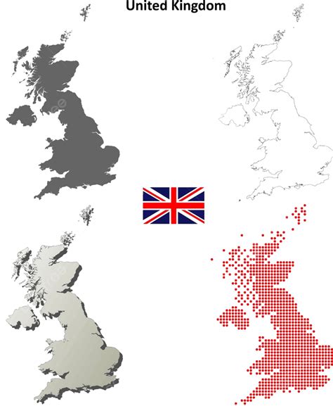 United Kingdom Outline Map Set Great Britain Flag Blank Map Scotland Vector, Great Britain Flag ...