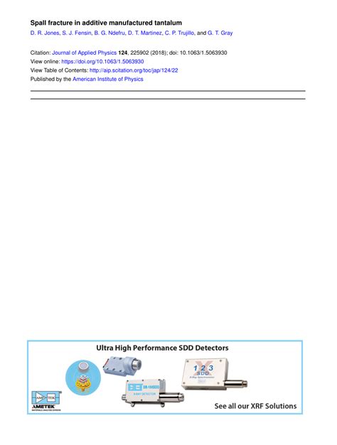 (PDF) Spall fracture in additive manufactured tantalum