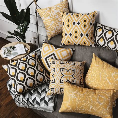 Aliexpress.com : Buy Drop Ship Black Yellow Geometric Pillow Cover Boho ...