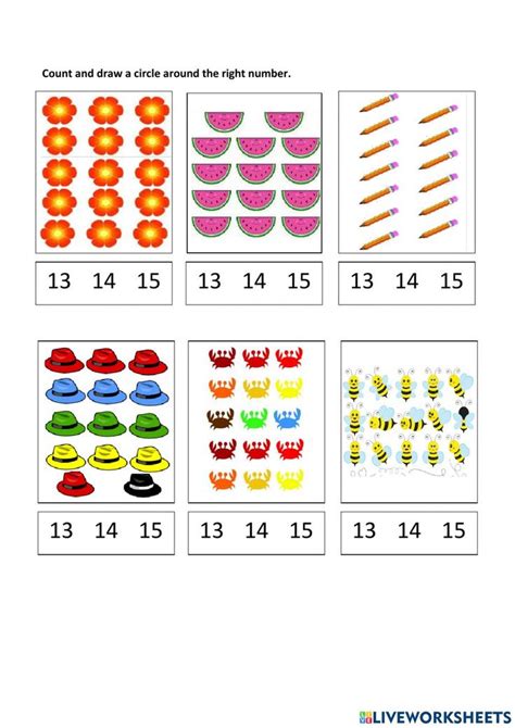 Counting online worksheet for kg2. You can do the exercises online or download th… | Math ...