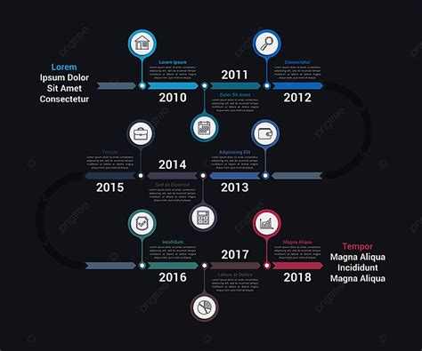 Arrow Timeline Infographic Vector Hd PNG Images, Timeline Infographics Template With Arrows ...