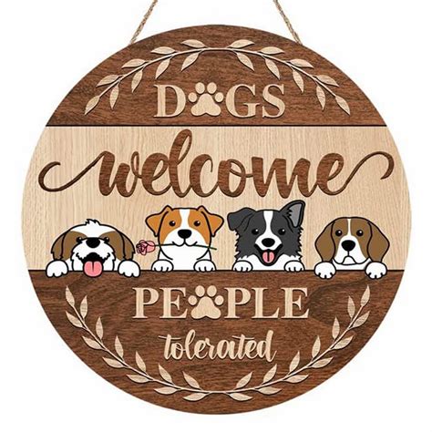 Kitchen Decorations Welcome Sign For Front Door Outside Funny Porch Signs Outdoor Crazy Dogs ...