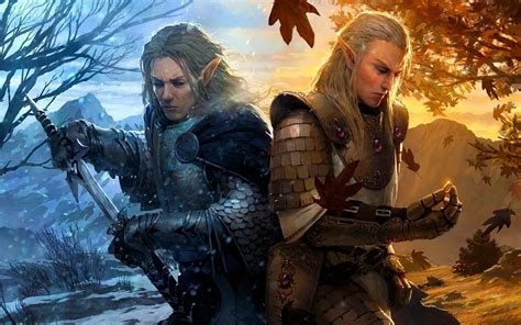 Two men characters illustration, artwork, warrior, elves, fantasy art HD wallpaper | Wallpaper Flare