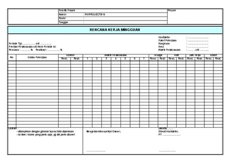 Form - RENCANA KERJA MINGGUAN | PDF