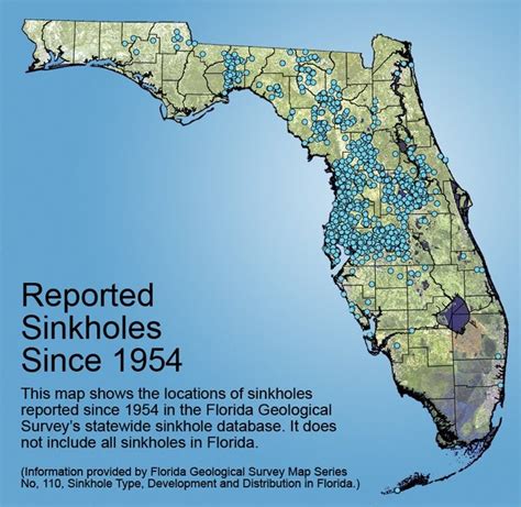 Map of reported sinkholes in Florida since 1954. Xpost r/geography : r/florida