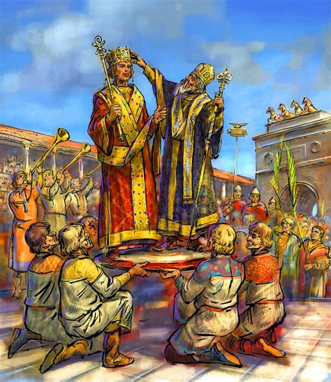 The coronation of the Byzantine emperor. | Byzantine empire, Byzantine army, Historical illustration