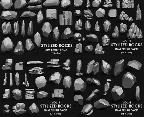 STYLIZED ROCKS MEGA PACK (4 IN ONE - 82 BRUSHES)