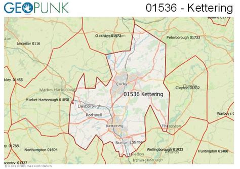 01536 View Map Of The Kettering Area Code | Images and Photos finder