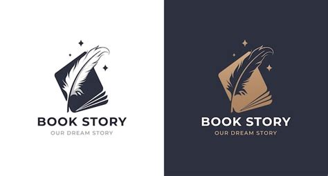 Premium Vector | Book story feather logo design