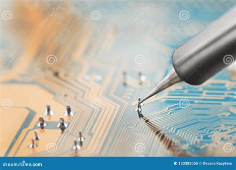 Work in Progress. Soldering of Electronic Circuit Board with Electronic ...