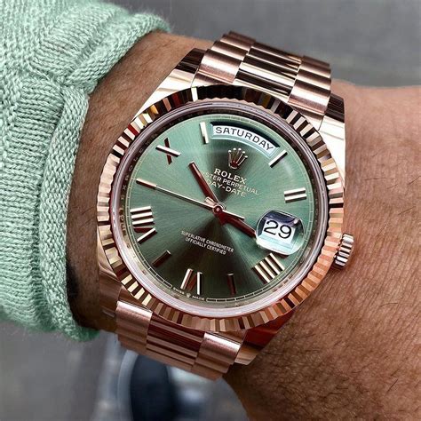 Rolex Day-Date 228235 - 40MM - Rose Gold with Olive Green Dial - 2019 - UNUSED - Box And Rolex ...