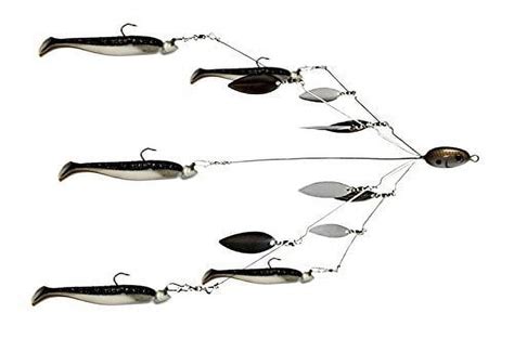 Fishing Vault Alabama Rig Bass Lure, Fully Rigged 5 Arms, 8 Bladed, with Swim Baits and Jig ...