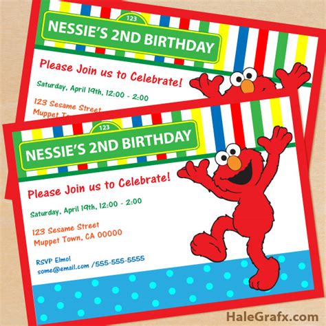 FREE Printable Sesame Street Elmo Birthday Invitation