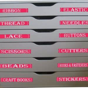 Craft Organizer Labels, Bright Chrome Letters, Rose Background, Fit All ...