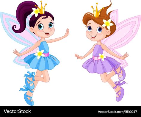 Two cute fairies Royalty Free Vector Image - VectorStock