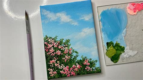 Easy flower painting/ cloud painting technique/ acrylic painting ...